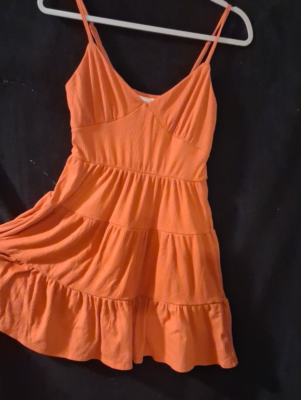 Women's Orange Tiered Spaghetti Strap Dress